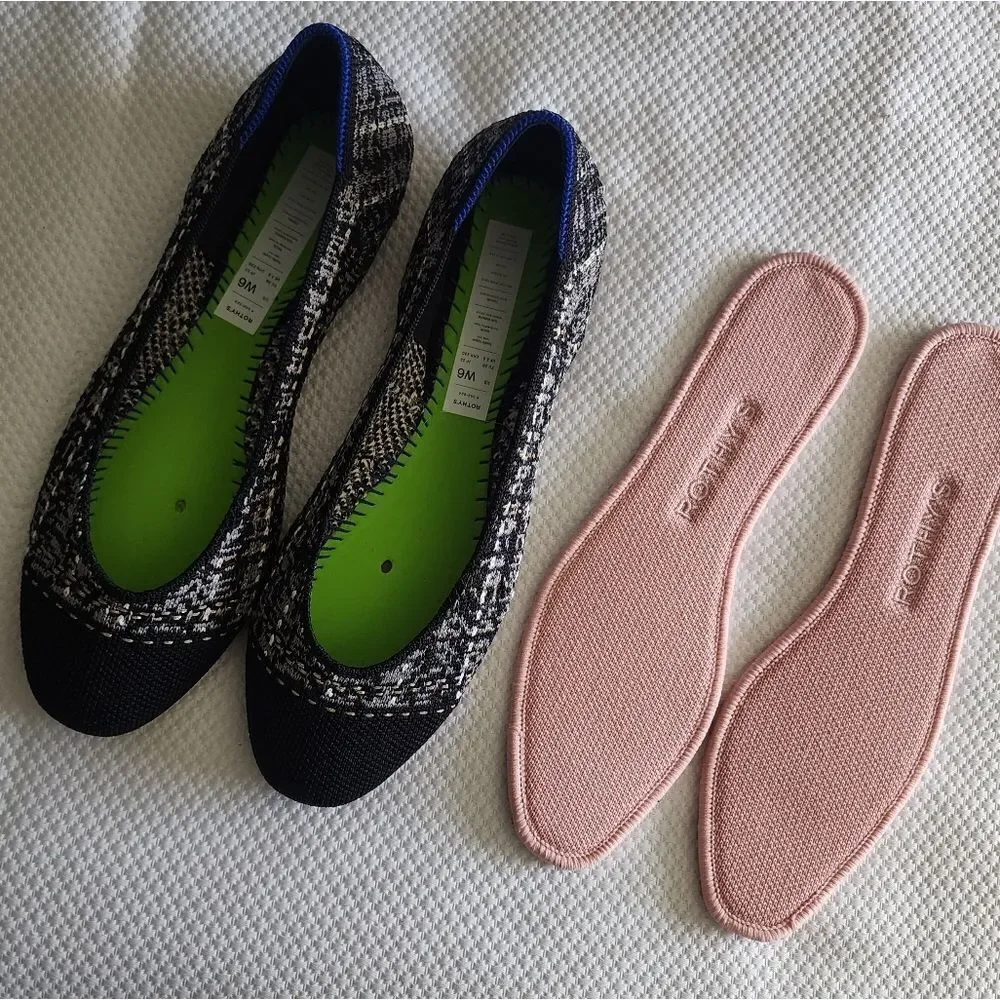 Rothy's Women's Black and White Flats